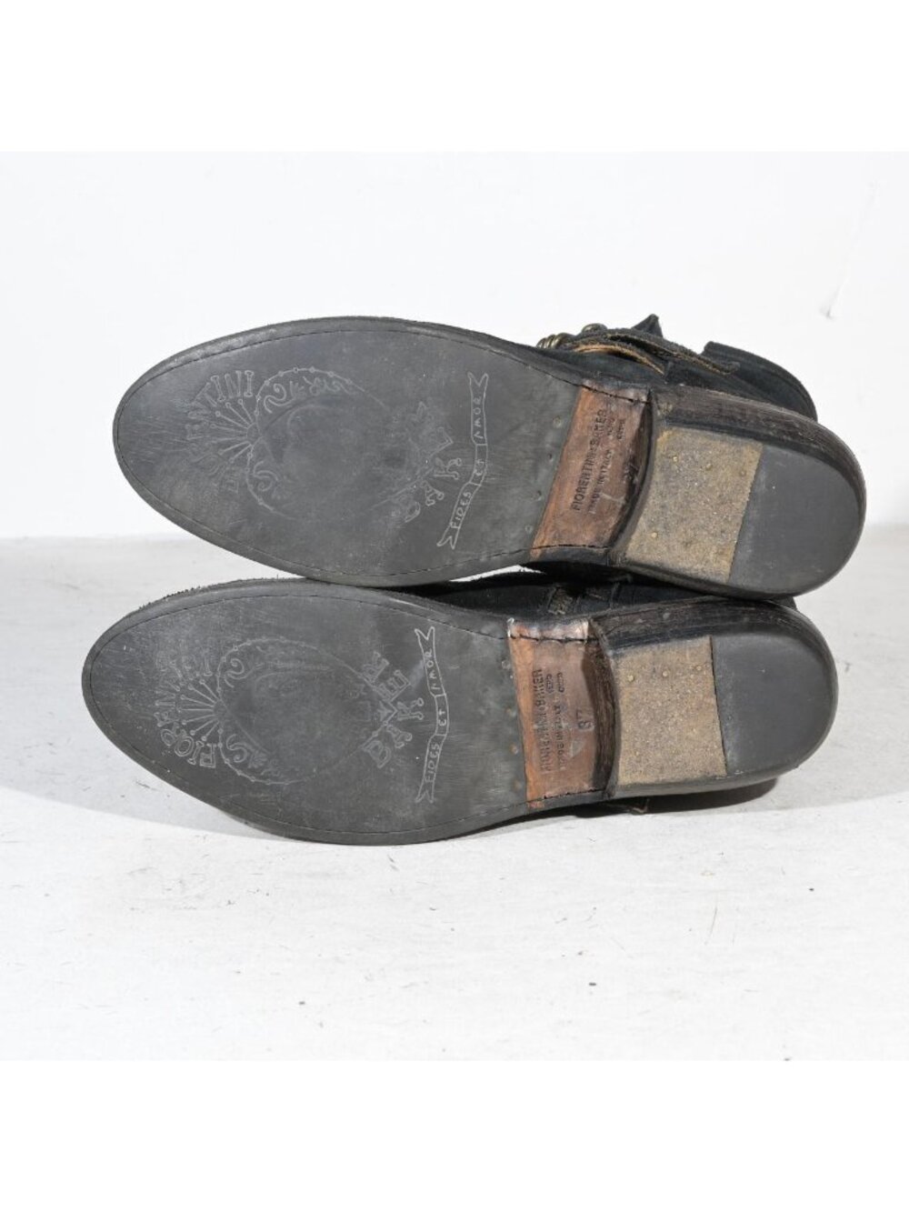 Black Suede Ankle Boots Almond Toe Buckle Strap Inside Zip Moto Made in Italy Wo - Picture 8 of 8